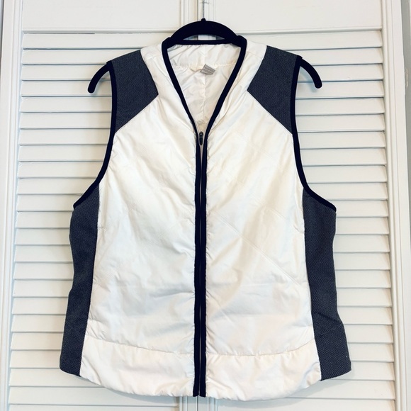 Prana Polar Breeze Black and White Quilted Vest With Pockets Size Large L - Picture 1 of 8